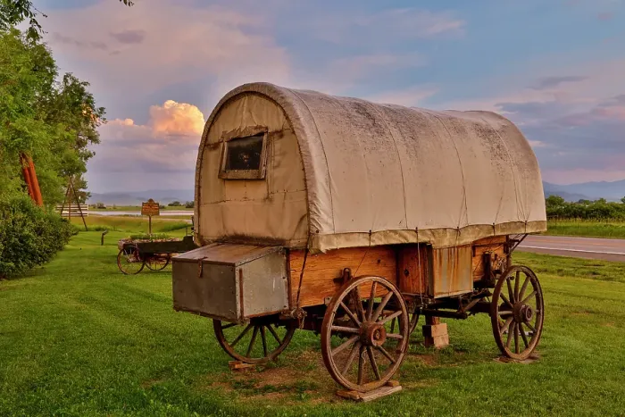 Framed Print : USA, Montana, Allentown. Evening light on covered wagon with evening sunset colors Framed Print : USA, Montana, Allentown. Evening light on covered wagon with evening sunset colors
