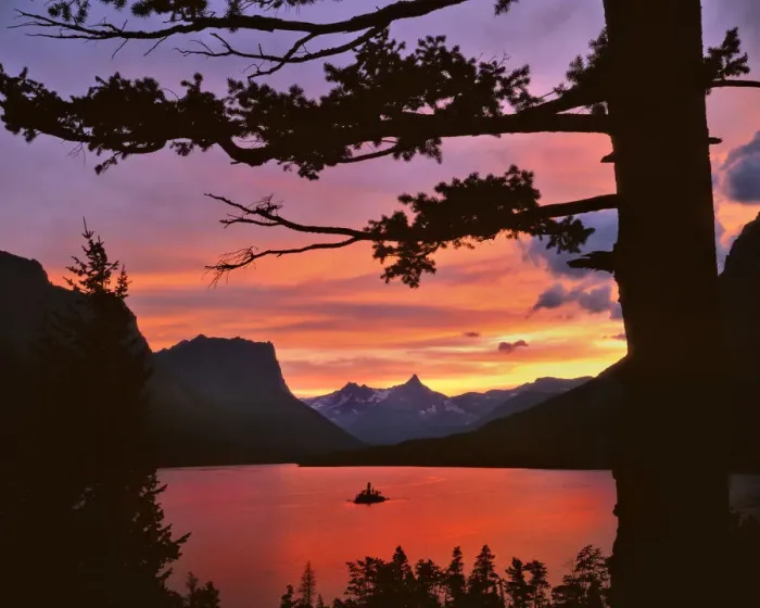Framed Print : USA, Montana, Glacier National Park. Landscape of St Mary Lake at sunset. Credit as Framed Print : USA, Montana, Glacier National Park. Landscape of St Mary Lake at sunset. Credit as