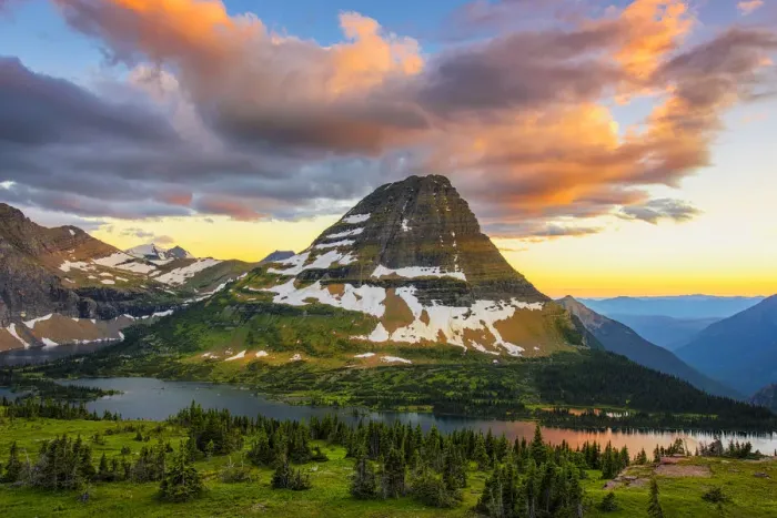 Framed Print : USA, Montana, Glacier National Park. Bear Hat Mountain and Hidden Lake at sunset Framed Print : USA, Montana, Glacier National Park. Bear Hat Mountain and Hidden Lake at sunset