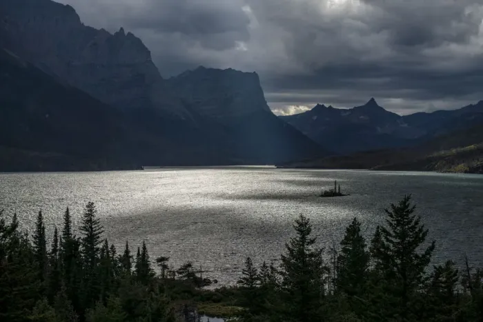 Framed Print : USA, Montana, Glacier National Park. Fall storm above St. Mary Lake Framed Print : USA, Montana, Glacier National Park. Fall storm above St. Mary Lake