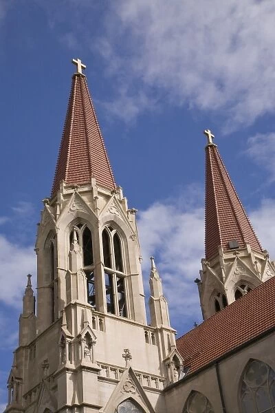 USA, Montana, Helena. Two steeples on Saint-Helena Cathedral