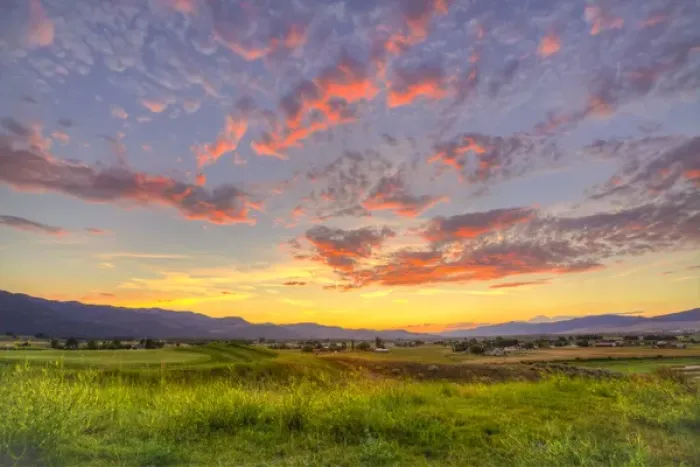 Framed Print : USA, Montana, Missoula. Sunset on Ranch Club Golf Course