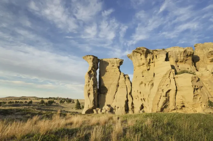 Framed Print : USA, Montana. Sandstone pillars or hoodoos rising from the prairie Framed Print : USA, Montana. Sandstone pillars or hoodoos rising from the prairie