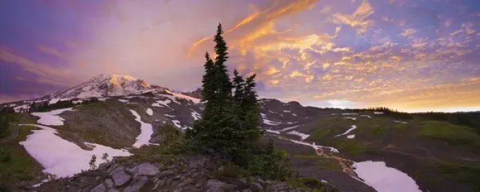Framed Print : USA, Mt. Rainier National Park, Washington. Panorama at sunrise with Mt. Rainier