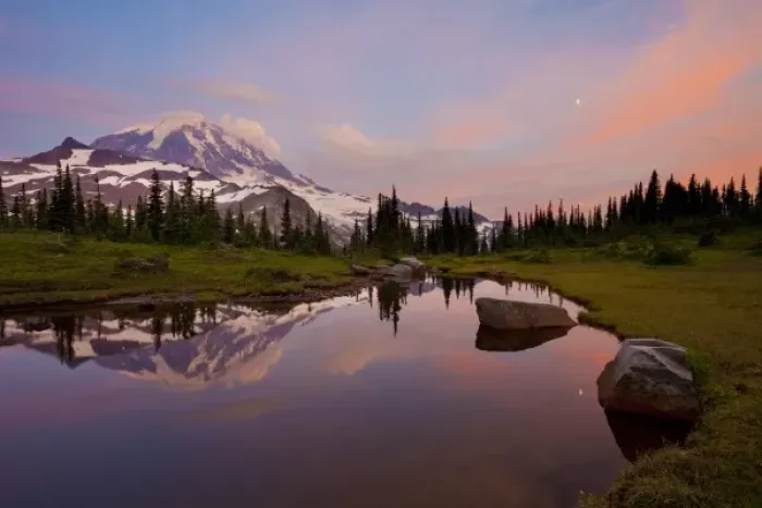 Framed Print : USA, Mt. Rainier National Park, Washington. Mt. Rainier reflected in tarn at Spray Park Framed Print : USA, Mt. Rainier National Park, Washington. Mt. Rainier reflected in tarn at Spray Park