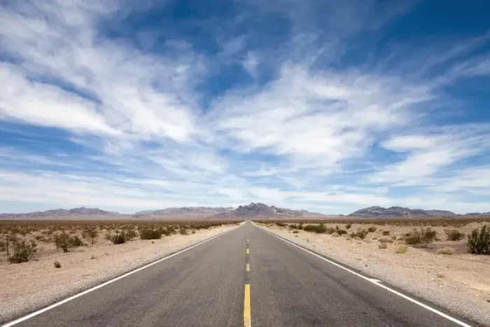 Framed Print : USA, Nevada, Beatty, Highway in desert Framed Print : USA, Nevada, Beatty, Highway in desert