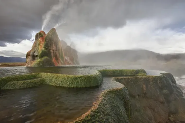 Framed Print : USA, Nevada, Gerlach. Composite of Fly Geyser at sunrise. Credit as: Josh Anon / Framed Print : USA, Nevada, Gerlach. Composite of Fly Geyser at sunrise. Credit as: Josh Anon /