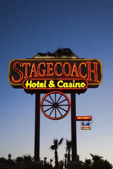 Framed Print : USA, Nevada, Great Basin, Beatty, sign for Stagecoach Hotel and Casino, dawn Framed Print : USA, Nevada, Great Basin, Beatty, sign for Stagecoach Hotel and Casino, dawn
