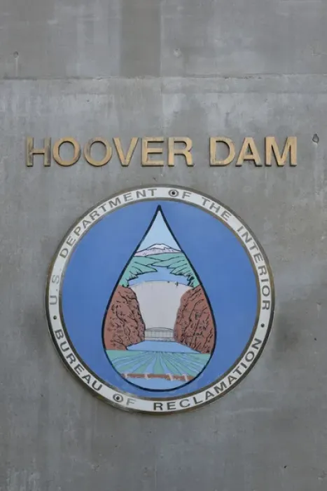 Framed Print : USA, Nevada, Hoover Dam U. S. Department of the Interior sign, Hoover Dam