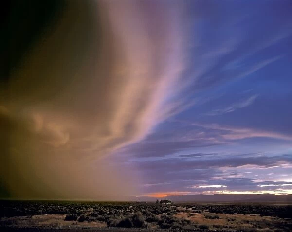 USA, Nevada, Humbolt Co. A storm rises over Humbolt County, Nevada