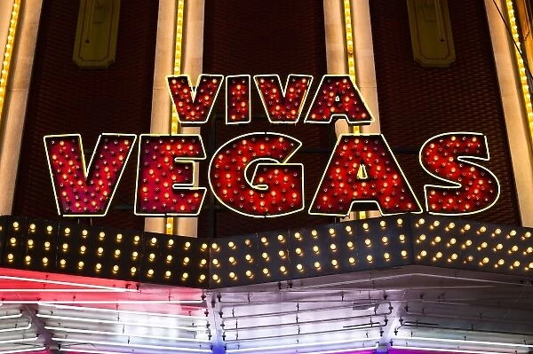 USA, Nevada, Las Vegas, Downtown, Fremont Street Experience, Viva Vegas neon sign