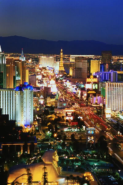 USA, Nevada, Las Vegas. Overview of city at night. Credit as: Dennis Flaherty  /  Jaynes