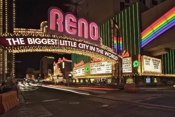 USA, Nevada, Reno. Neon sign in casino district