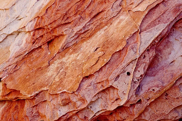 USA, Nevada, Valley of Fire State Park. Layers of multi-hued sandstone. Credit as