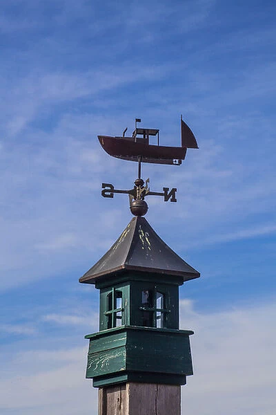 USA, New England, Maine, Mt. Desert Island weather vane topped with a fishing boat
