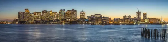 Framed Print : USA, New England, Massachusetts, Boston, city skyline from Boston Harbor, dusk Framed Print : USA, New England, Massachusetts, Boston, city skyline from Boston Harbor, dusk