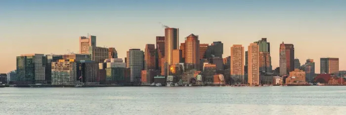Framed Print : USA, New England, Massachusetts, Boston, city skyline from Boston Harbor, dawn Framed Print : USA, New England, Massachusetts, Boston, city skyline from Boston Harbor, dawn
