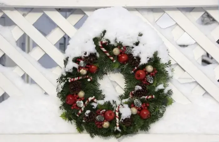Framed Print : USA, New England, Massachusetts, Reading, Christmas wreath on fence Framed Print : USA, New England, Massachusetts, Reading, Christmas wreath on fence