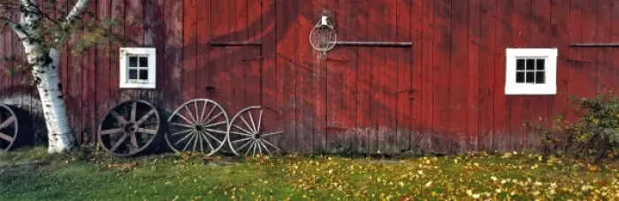Framed Print : USA, New Hampshire, Franconia Notch. Autumn color enhances the deep red siding of