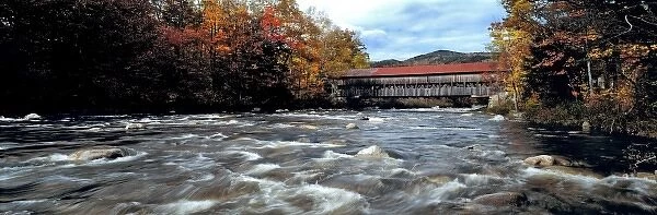 USA, New Hampshire, Swift River. The covered Albany Bridge crosses the Swift River