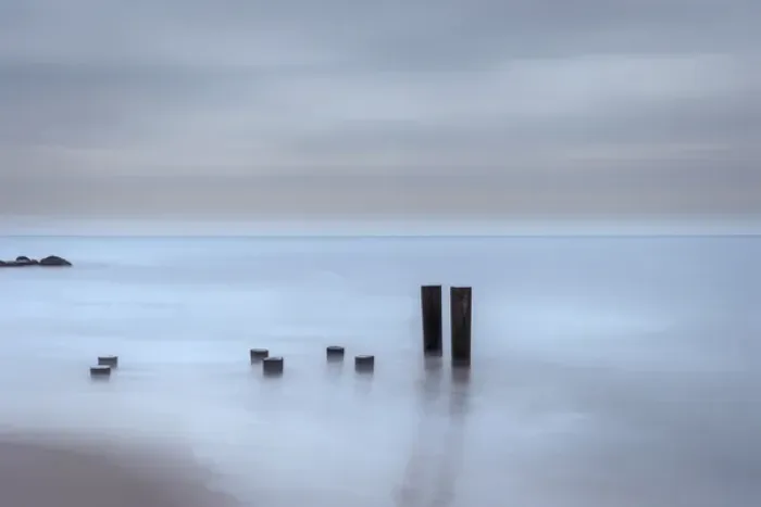 Framed Print : USA, New Jersey, Cape May National Seashore. Beach pilings on stormy sunrise. Credit as Framed Print : USA, New Jersey, Cape May National Seashore. Beach pilings on stormy sunrise. Credit as