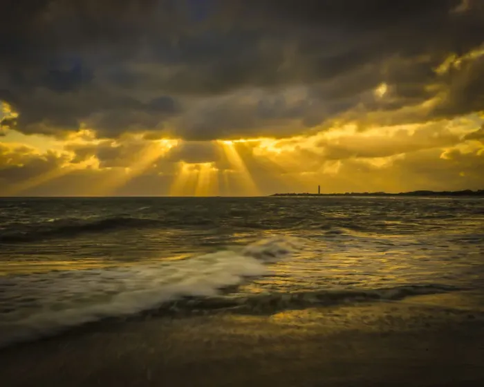 Framed Print : USA, New Jersey, Cape May National Seashore. Sunset on ocean shore