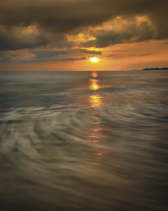 Framed Print : USA, New Jersey, Cape May National Seashore. Sunset ocean reflection and wave motion