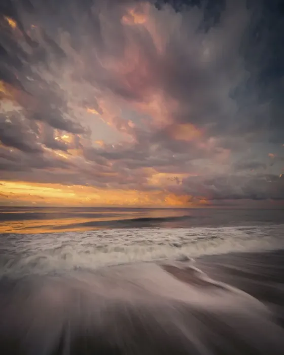 Framed Print : USA, New Jersey, Cape May National Seashore. Sunrise storm clouds over shoreline