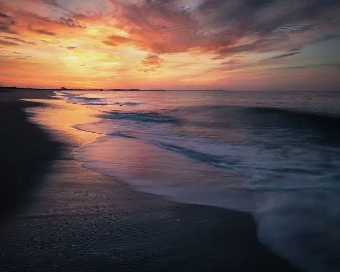 Framed Print : USA, New Jersey, Cape May National Seashore. Sunset on ocean and beach. ©Jay O'Brien / Jaynes Gallery / DanitaDelimont.com Framed Print : USA, New Jersey, Cape May National Seashore. Sunset on ocean and beach. ©Jay O'Brien / Jaynes Gallery / DanitaDelimont.com