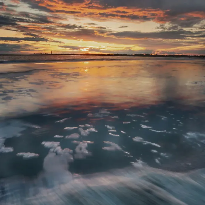 Framed Print : USA, New Jersey, Cape May National Seashore. Sunset on ocean and beach. ©Jay O'Brien  /  Jaynes Gallery  /  DanitaDelimont.com