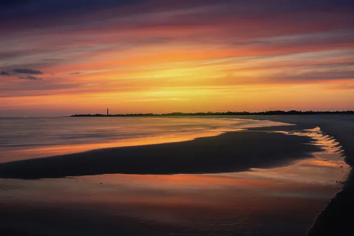 Framed Print : USA, New Jersey, Cape May National Seashore. Landscape with ocean and beach at sunset. ©Jay O'Brien  /  Jaynes Gallery  /  DanitaDelimont.com