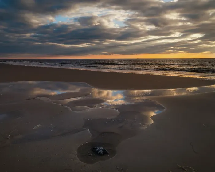 Framed Print : USA, New Jersey, Cape May National Seashore. Landscape with ocean and beach at sunset. ©Jay O'Brien / Jaynes Gallery / DanitaDelimont.com Framed Print : USA, New Jersey, Cape May National Seashore. Landscape with ocean and beach at sunset. ©Jay O'Brien / Jaynes Gallery / DanitaDelimont.com