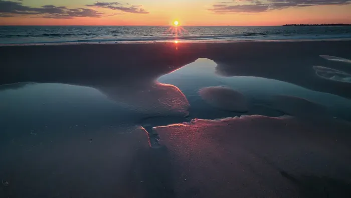 Framed Print : USA, New Jersey, Cape May National Seashore. Landscape with ocean and beach at sunset. ©Jay O'Brien / Jaynes Gallery / DanitaDelimont.com Framed Print : USA, New Jersey, Cape May National Seashore. Landscape with ocean and beach at sunset. ©Jay O'Brien / Jaynes Gallery / DanitaDelimont.com