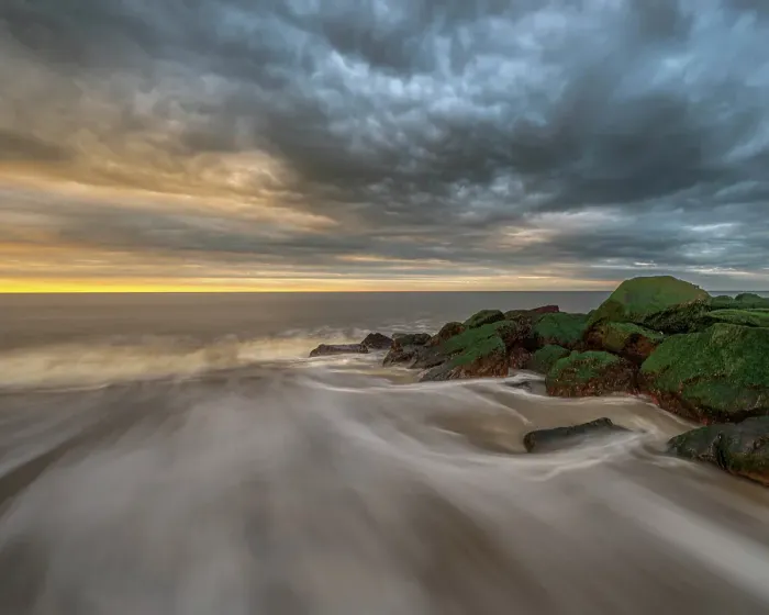 Framed Print : USA, New Jersey, Cape May National Seashore. Stormy sunrise on ocean shore. ©Jay O'Brien  /  Jaynes Gallery  /  DanitaDelimont.com