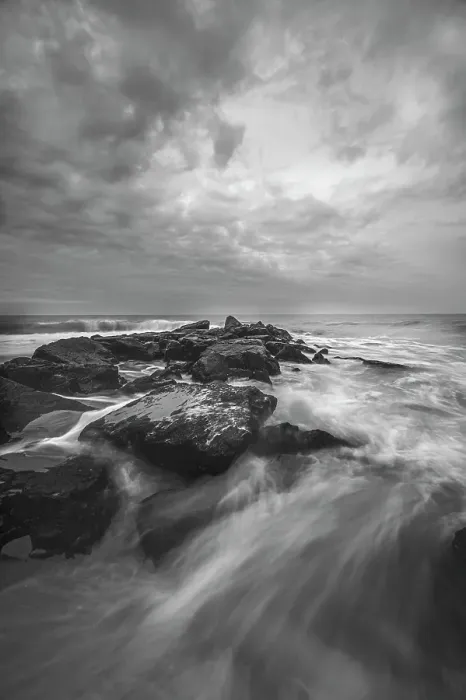 Framed Print : USA, New Jersey, Cape May National Seashore. Ocean and waves hitting rocks at sunrise. ©Jay O'Brien  /  Jaynes Gallery  /  DanitaDelimont.com
