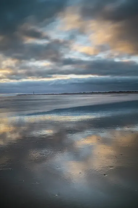 Framed Print : USA, New Jersey, Cape May National Seashore. Beach and ocean landscape at sunset