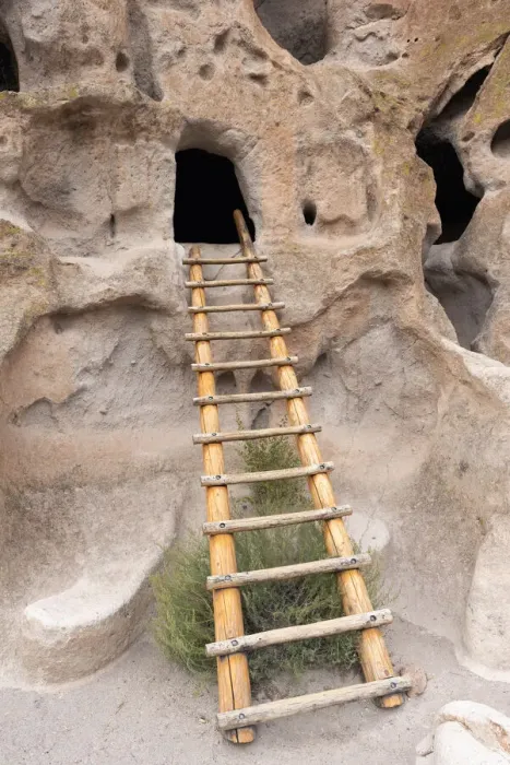 Framed Print : USA, New Mexico. Bandelier National Monument, Ladder leads to entrance in dwelling carved Framed Print : USA, New Mexico. Bandelier National Monument, Ladder leads to entrance in dwelling carved