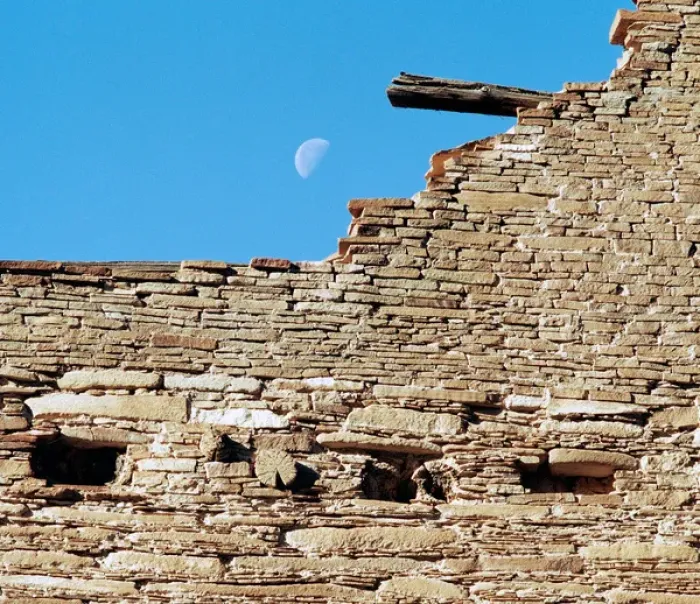 Framed Print : USA, New Mexico, Chaco Culture National Historical Park. Moon over a ruin at Chaco Canyon Framed Print : USA, New Mexico, Chaco Culture National Historical Park. Moon over a ruin at Chaco Canyon