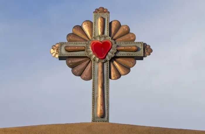 Framed Print : USA, New Mexico, Chimayo - Gilded cross atop of a roman catholic church in Chimayo Framed Print : USA, New Mexico, Chimayo - Gilded cross atop of a roman catholic church in Chimayo