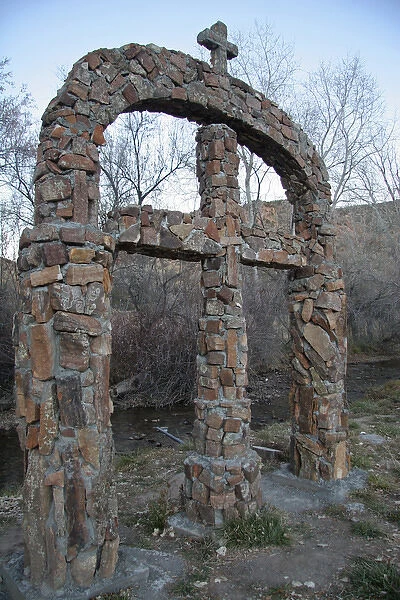 USA, New Mexico, Chimayo. stone crosses at Santuario de Chimayo