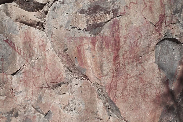 USA, New Mexico, Gila Cliff Dwellings National Monument. Pictograph paintings on rock