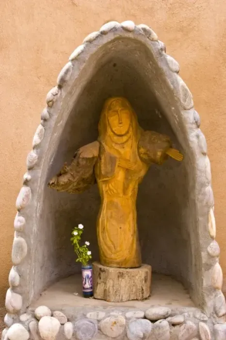Framed Print : USA, New Mexico, Los Cerrillos. Religious statue in garden at St. Joseph Church Framed Print : USA, New Mexico, Los Cerrillos. Religious statue in garden at St. Joseph Church