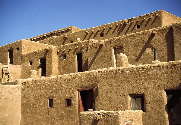 USA, New Mexico, Pueblo de Taos. The buildings at Pueblo de Taos Indian Reservation