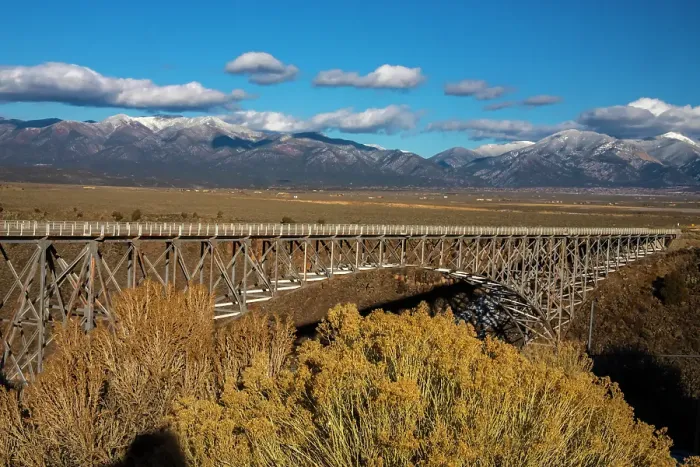 Framed Print : USA, New Mexico, Rio Grande del Norte National Monument. Rio Grande Gorge Bridge and snow-covered peaks. ©Cathy & Gordon Illg / Jaynes Gallery / DanitaDelimont.com Framed Print : USA, New Mexico, Rio Grande del Norte National Monument. Rio Grande Gorge Bridge and snow-covered peaks. ©Cathy & Gordon Illg / Jaynes Gallery / DanitaDelimont.com