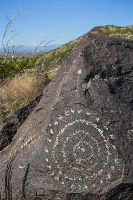 Framed Print : USA, New Mexico, Three Rivers Petroglyph Site. Petroglyph etching on rock. Credit as Framed Print : USA, New Mexico, Three Rivers Petroglyph Site. Petroglyph etching on rock. Credit as