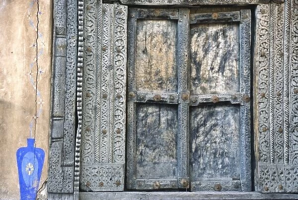 USA, New Mexico, Santa Fe. Close-up view of old doorway