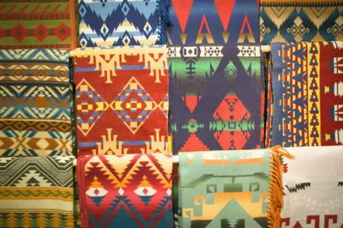 Framed Print : USA, New Mexico, Santa Fe: Indian Pattern Blankets for Sale Framed Print : USA, New Mexico, Santa Fe: Indian Pattern Blankets for Sale