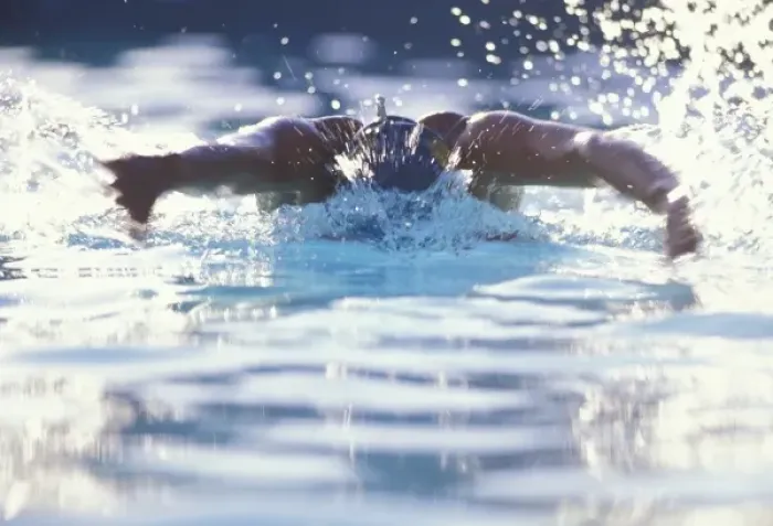 Framed Print : USA, New Mexico, Santa Fe. Woman swimming. (MR) Framed Print : USA, New Mexico, Santa Fe. Woman swimming. (MR)