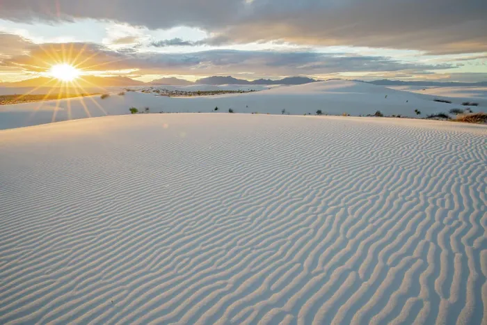 Framed Print : USA, New Mexico, White Sands National Monument. Sunset on white sand dunes and clouds Framed Print : USA, New Mexico, White Sands National Monument. Sunset on white sand dunes and clouds