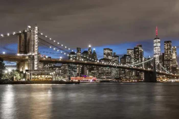Framed Print : USA, New York. The Brooklyn Bridge and New York City skyline from DUMBO (Down Under the Manhattan Bridge Overpass) Framed Print : USA, New York. The Brooklyn Bridge and New York City skyline from DUMBO (Down Under the Manhattan Bridge Overpass)